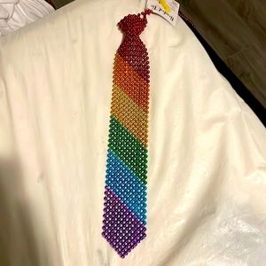 Rainbow beaded tie